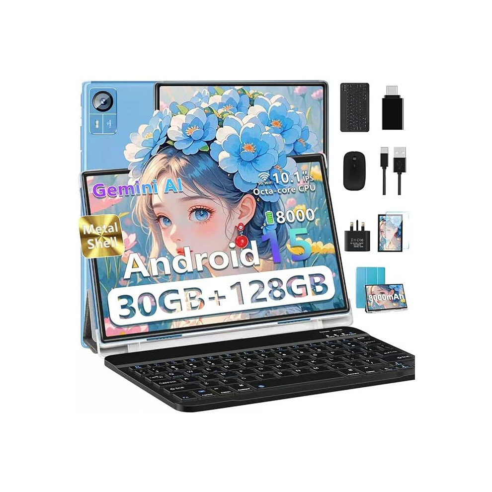 Tablet Android 15 Octa Core 10 Inch 30Gb Ram + 128Gb Rom (2Tb Tf) |5G + 2.4G Wifi 8000Mah | Fhd | Bluetooth 5.0 | Gps | 8Mp + 5Mp | Type C, 4000000875543