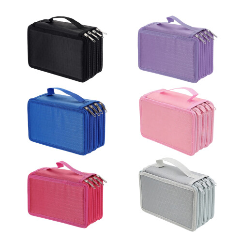 Practical 4 Compartment Zippered Stationeries Case Tear-pink 1