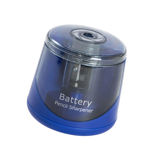 Battery Operated Pencil Sharpener with Clear Sharvings-Blue