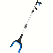 Extra Long Foldable Reacher Grabber Tool with Magnetic Tip and Rotating Jaw for Elderly (Blue)