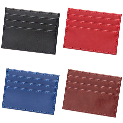 Name Card Case Soft PU Leather Spacious Interior Organizes-Red 2
