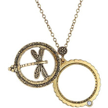 5X HD Magnifying Glass Necklace with Clear Optical Lens, Retro Enamel Pendant for Reading Seniors