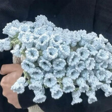 Crochet Flower Blanket 2 in 1 Design Handmade Crochet Roses Soft Yarn Sofa Throw 31IN Blue Gift