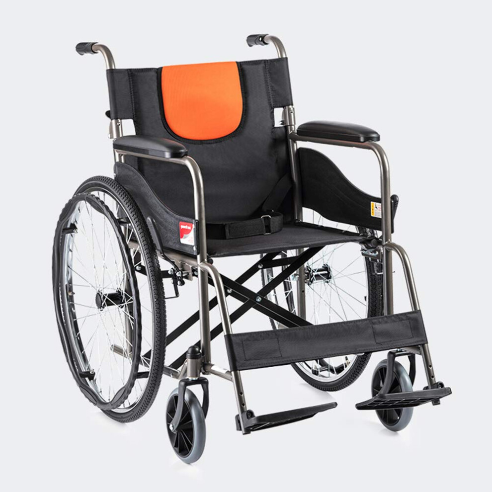 Lightweight Folding Wheelchair for Elderly and Disabled with ShockAbsorbing Suspension and Travel Bag