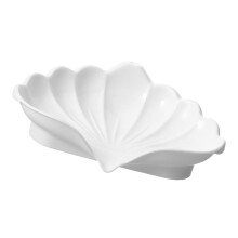 Seashell Soap Dish Bathroom Holder in Ivory White, Elegant Ocean Themed Tray with Quick Drain and Easy Clean