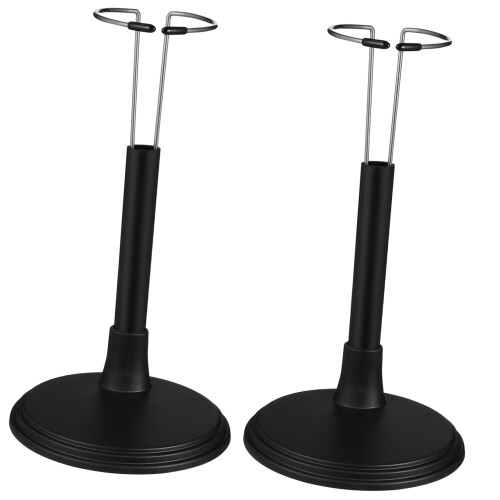 2 Pcs Adjustable Black Doll Stand Set, Secure Display Holder for Action Figures and Models
