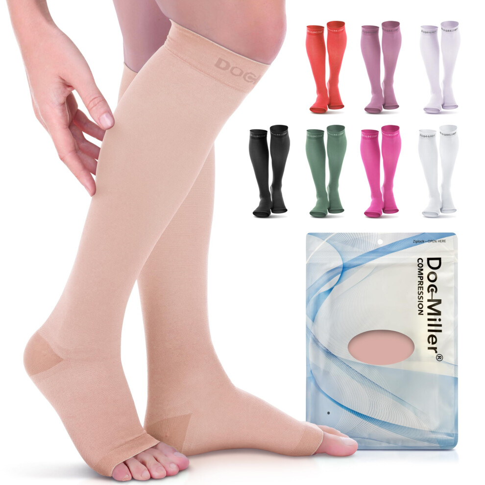 2030 mmHg Open Toe Compression Socks for Men and Women, Knee  Graduated Calf Sleeves for Varicose Veins, Travel and Muscle Recovery
