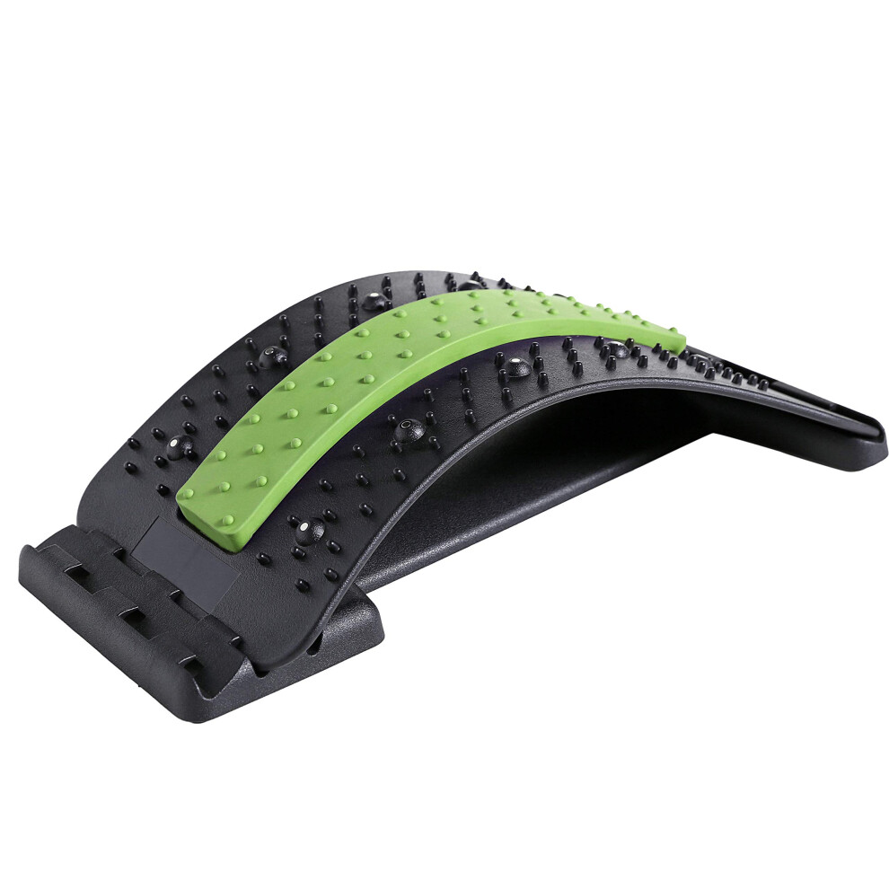 Green/Black Adjustable Back Stretcher For Lower Back Pain Relief With 96Point Massage And Lumbar Support ( Black)
