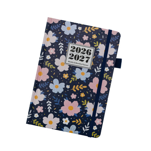 2026 Planer, Tagebuch, Zeitplan, Notizbuch,-Blaue Nachtblume