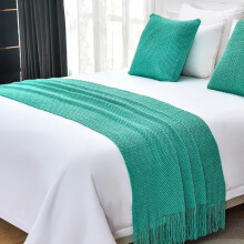 Bed Runner King Size Knitted Bed Scarf with Tassels Solid Color Elegant Bed Protection for Hotel Decor