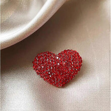 (XZ355) Bling Red Full of Rhinestone Heart Shape Brooch for Women Lovers Lapel Love Pins Christmas Love Pins Valentine Gifts