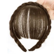 Fake Bangs Headband Wig Light Brown Heat Resistant Fiber Hairpiece for Instant Bangs Style