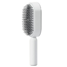 Detangling Hair Brush with One‑Button Hair Release, 3D Air Cushion Pad and Gentle Scalp Massage (Oval White)