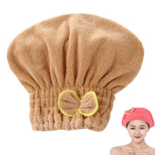 Microfiber Hair Drying Towel for Long Hair, Soft Absorbent Quick Dry Cap with Bowknot, Coffee