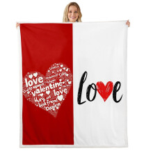 Valentine's Day Sherpa Throw Blanket Red and White Reversible Fleece 50x60 Inches Cozy Soft Touch