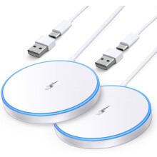 Wireless Charger Compatible with MagSafe 15W Fast Charging Pad for iPhone 16/15/14/13/12 and AirPods, Dual Pack with Magnetic Auto Alignment