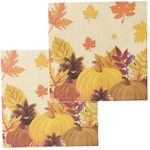 Fall Paper Napkins Autumn Pumpkin and Maple Leaf Design for Thanksgiving Harvest Party Luncheon