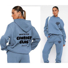 (XXL, Sky Blue 3) Sweatshirt and trousers suit fashionable sports long-sleeved pullover hooded sweatshirt