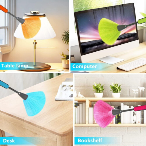 Blue Microfiber Duster with Handle for Laptop Keyboard and Electronics, Washable Dust Cleaner 2