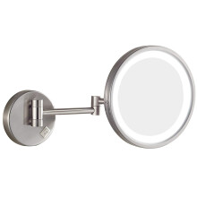Wall Mounted Lighted Makeup Mirror with 3X Magnification, Foldable Vanity Mirror with 360 Swivel for Bathroom