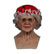 (F) Christmas Full Head Latex Mask for Adults 62cm Head Circumference Breathable Comfortable with Movable Mouth