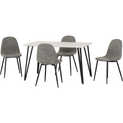 Seconique Marlow & Athens Dining Set X4 Chairs White Marble 1