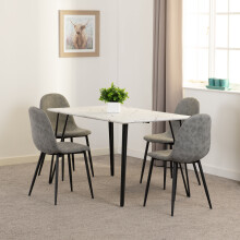 Marlow & Athens Dining Set X4 Chairs White Marble