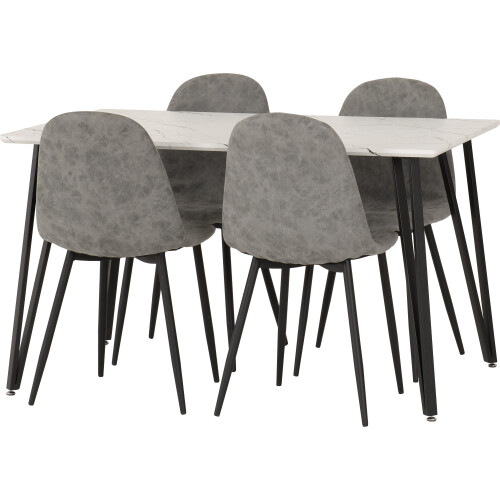 Seconique Marlow & Athens Dining Set X4 Chairs White Marble 2