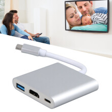 USB-C 3-in-1 Dock, Silver, 16x6x1 cm, 60W PD, 4K