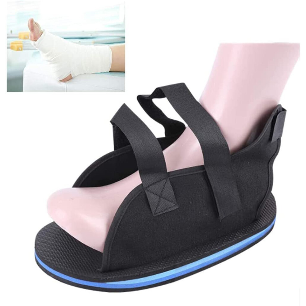 Black Medical Cast Shoe Open Toe Design For Foot Fracture Recovery, Adjustable Orthopedic Walking Boot
