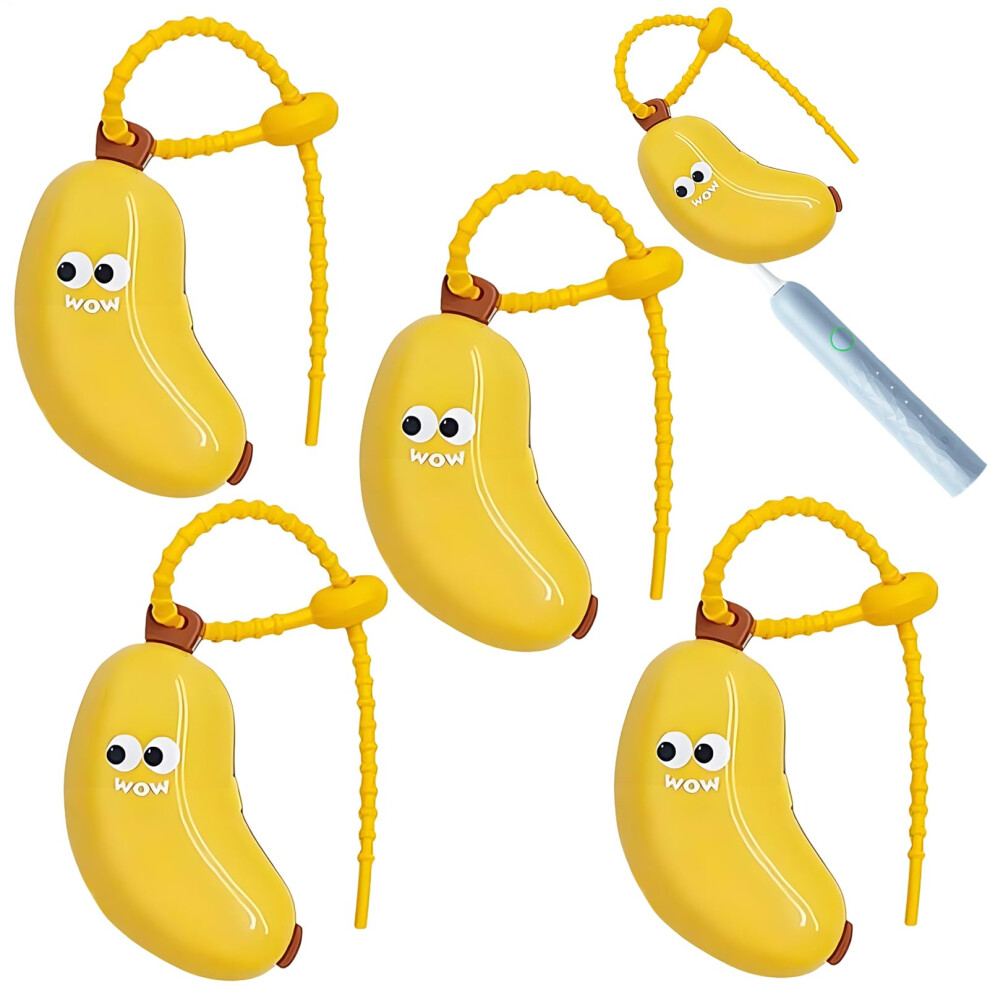 Travel Toothbrush Case 4pcs Banana Shape Ventilated Dustproof Compact Toothbrush Holder for Travel