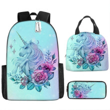 (Lunch pack) Children's Backpack Three-Piece Set for Primary and Secondary School Students: Cartoon Lunch Bag and Anime Pencil Case