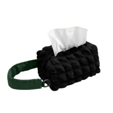 Tissue Box Cover for Car and Home, Soft Seersucker Dustproof Organizer with Handle and Durable Fabric