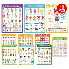 10Pcs Vocabulary Study Posters Educational Posters-spanish