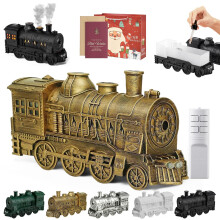 Retro Copper Train Essential Oil Diffuser and Humidifier with Dual Mist Modes, 2/8H Timer, Home Decor