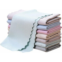 Microfiber Cleaning Cloths 10 Pack Thick Absorbent Glass and Mirror Fish Scale Towels 30x40cm MultiColor Streak Finish