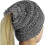 (Black White) Ladies Knitted Winter Hat With Hole For Ponytail 1