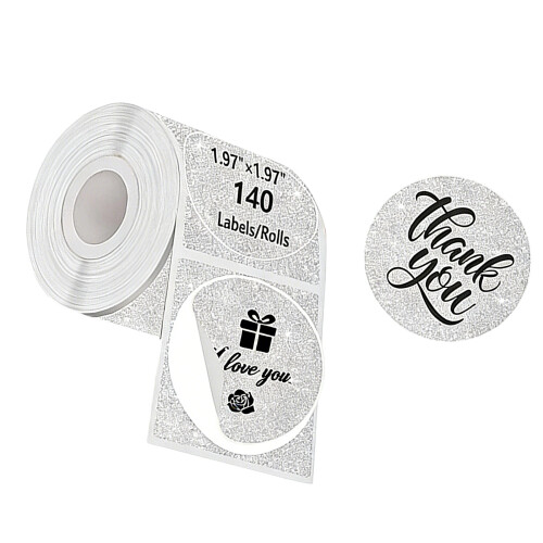 140 Stück schimmernde runde Thermoaufkleber 50 mm-Silber