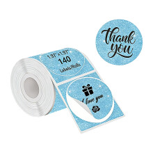 140 stuks glinsterende ronde thermische sticker 50 mm-Blauw