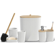 Bathroom Accessories Set 6 Pieces White, Modern Complete Bathroom Set with Soap Dispenser and Holder