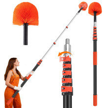 30FT Ceiling Cobweb Duster with Telescoping Aluminum Extension Pole, Soft Washable Bristles, Outdoor Use