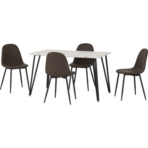 Seconique Marlow & Athens Dining Set X4 Chairs  Brown Pu 1