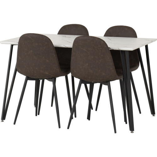 Seconique Marlow & Athens Dining Set X4 Chairs  Brown Pu 2