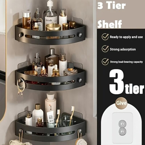 3Pack Drill Corner Shower Caddy, Wall Mounted Triangle Shelves Organizer for Bathroom Storage 2