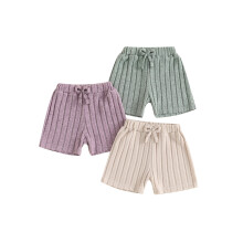 (12-18 Months, Purple Beige Green) Effen korte broekjes voor peuters (jongens en meisjes) met trekkoord in de taille, casual losse zomerbroekjes.