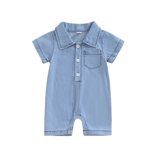 (3-6 Months, Blue) Καλοκαιρινή τζιν φόρμα και τσέπη