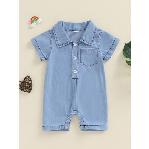 (3-6 Months, Blue) Καλοκαιρινή τζιν φόρμα και τσέπη 2