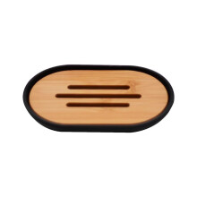 Modern Resin Wood Bathroom Soap Dispenser Set Black, Minimalist Accessories with Toothbrush Holder