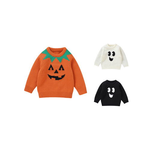 (2-3 Years, Orange) Mädchen Herbst Winter Strickpullover Langarm Pullover mit Smiley-Stickerei 1