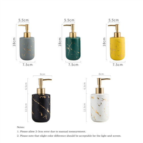 White Marble Pattern Ceramic Soap Dispenser for Bathroom Sink, Refillable Bottle with Smooth Pump 1